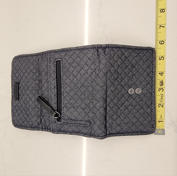 Vera Bradley Riley Dark Denim Quilted Zipper Wallet RFID Protection - Picture 9 of 9